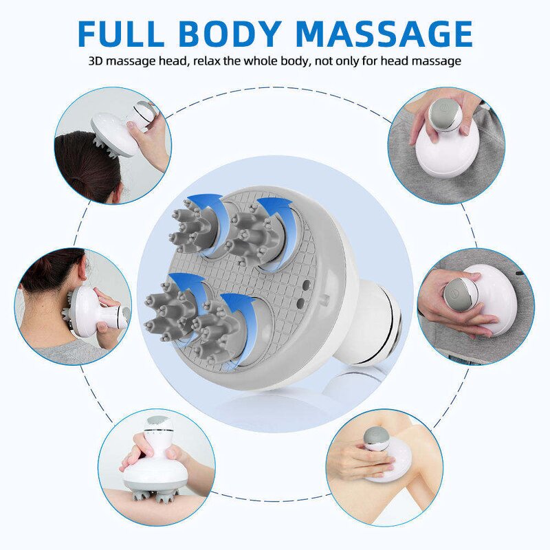 Electric Scalp Massager - Waterproof Portable 4 Replaceable Heads Tool