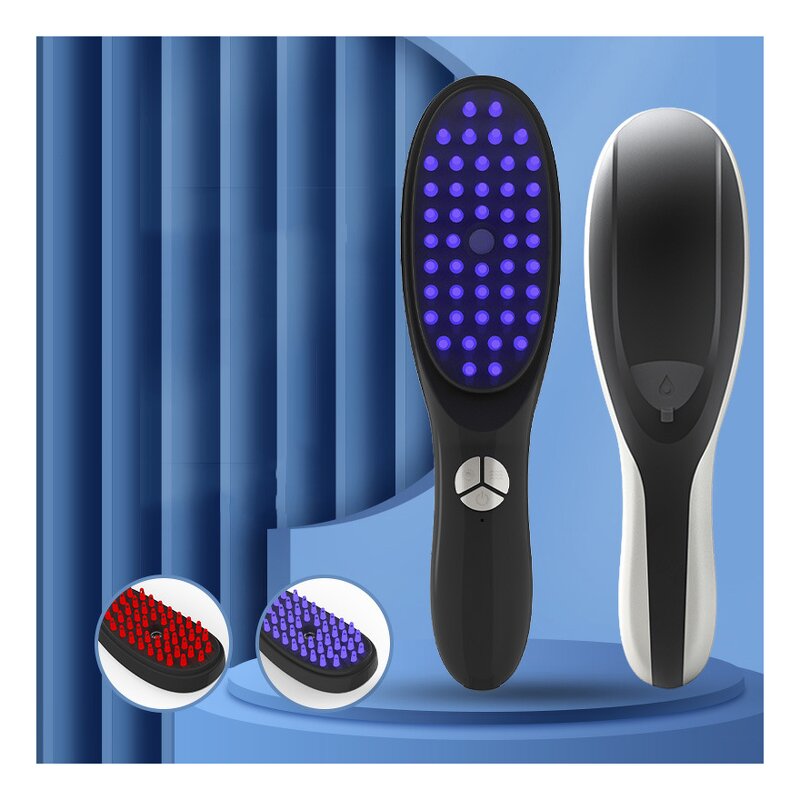 Negative Ion Spray Hair Brush - Red Blue Light Scalp Massage Tool