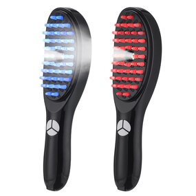 Negative Ion Spray Hair Brush - Red Blue Light Scalp Massage Tool