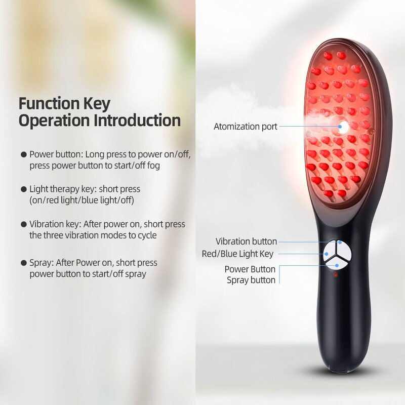 Multi-functional Spray Hair Comb - LED Light Therapy Hair Care Tool