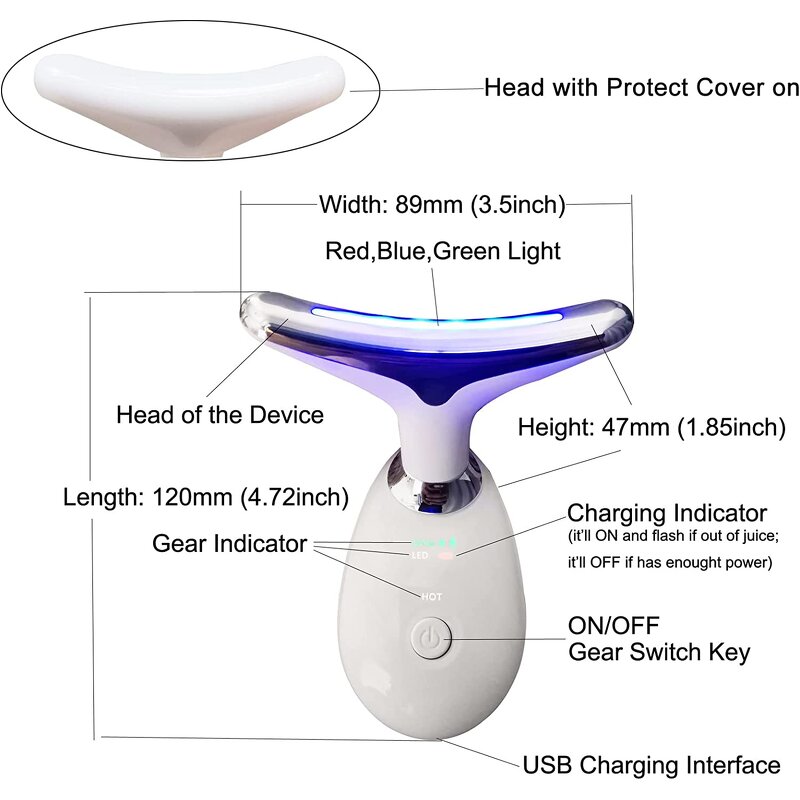 USB LED EMS Neck Massager - Nove Home Anti Wrinkle Skin Tighten Tool