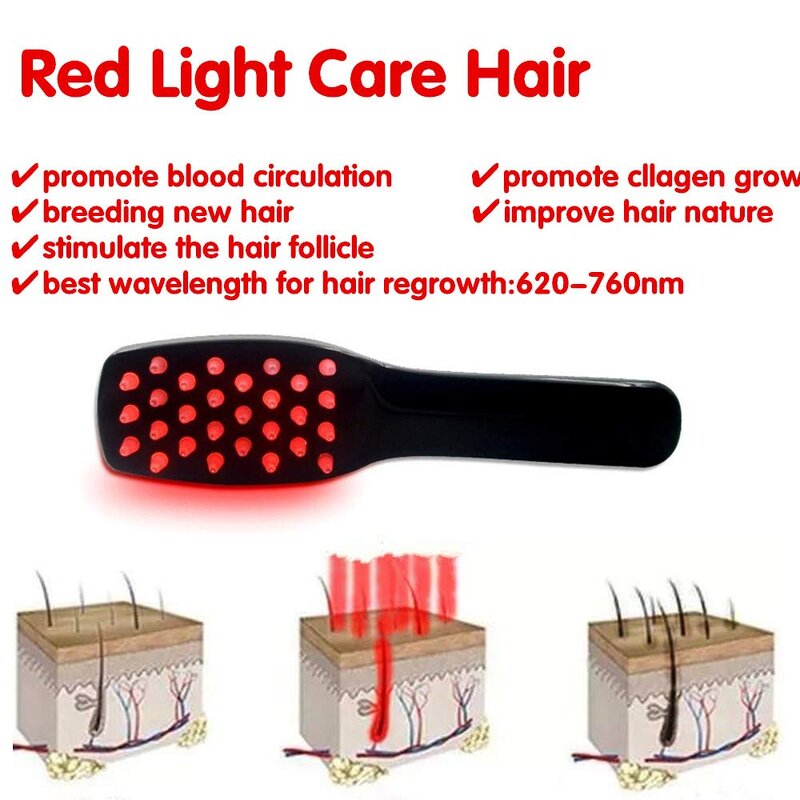 Red Light Scalp Massager - Home Vibration Hair Growth Electric Comb
