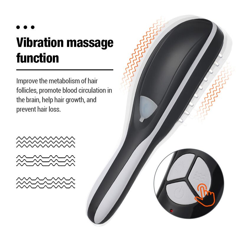 Negative Ion Spray Hair Brush - Red Blue Light Scalp Massage Tool