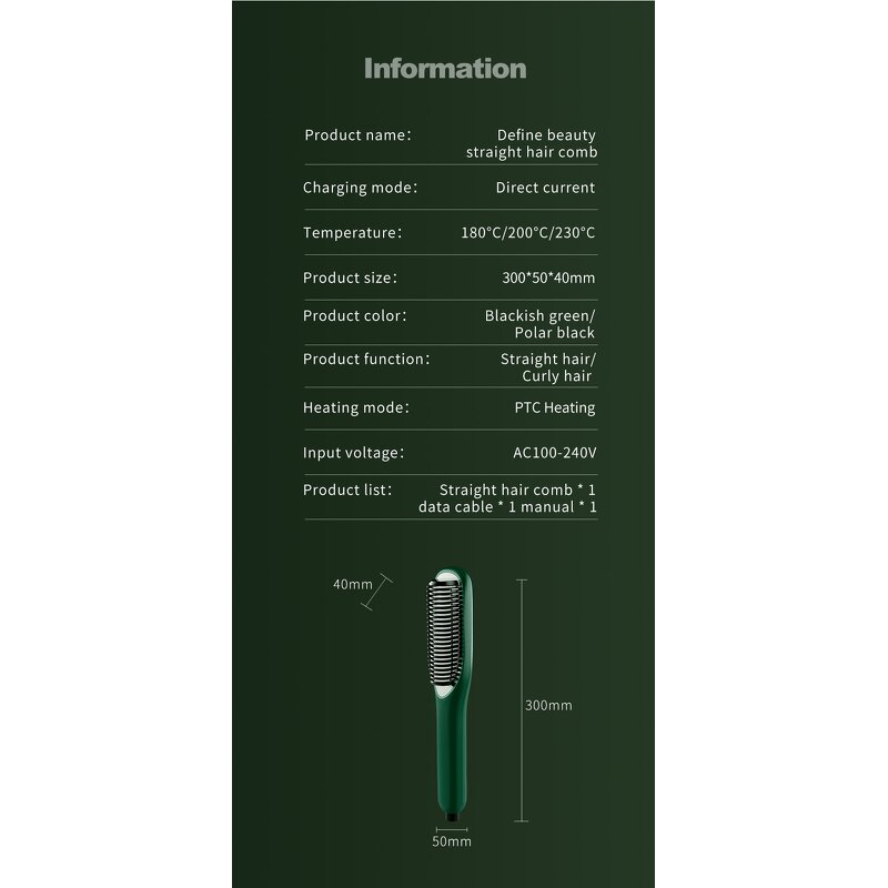 USB Hair Straightener Comb - 2 in 1 Rechargeable Negative Ion Tool