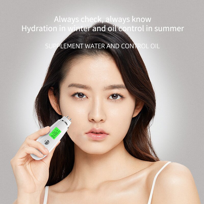 Mini Skin Analyzer Tester - LCD Portable Moisture Oil Hydration Detector