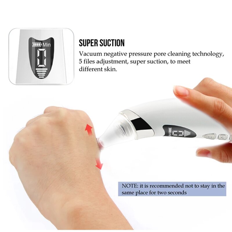 Facial Pore Blackhead Remover - 5 Adjustable Suction Vacuum Cleaner Kit