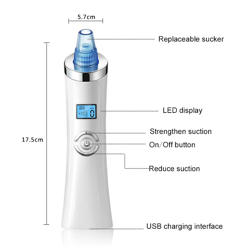 Pore Vacuum Cleaner - Professional 5-level 6 Replacement Sucker Tool