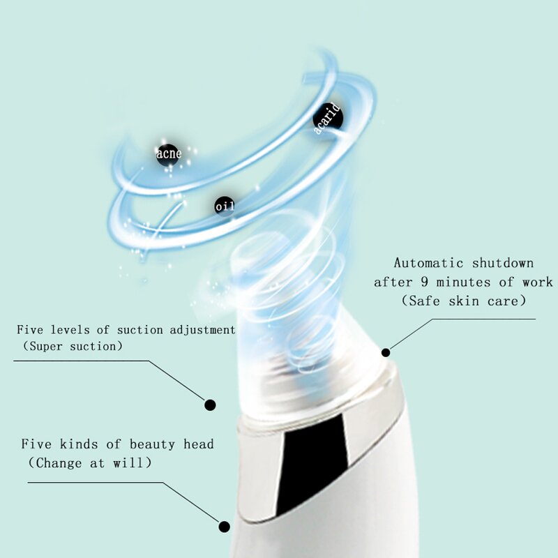 Facial Pore Blackhead Remover - 5 Adjustable Suction Vacuum Cleaner Kit