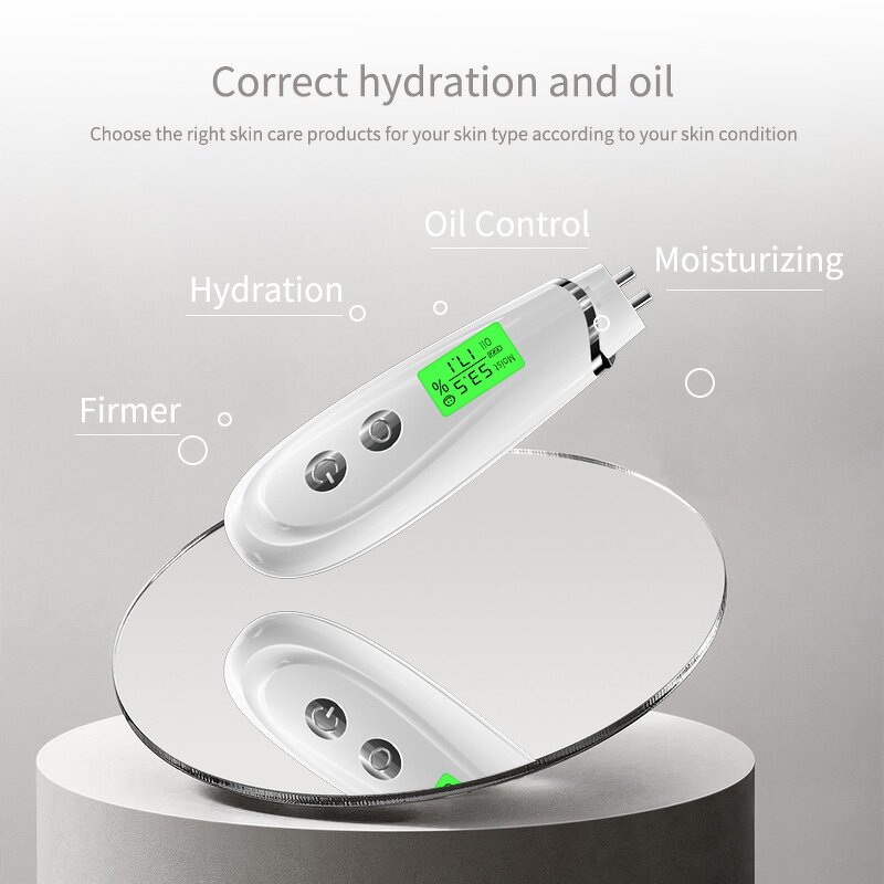 Mini Skin Analyzer Tester - LCD Portable Moisture Oil Hydration Detector