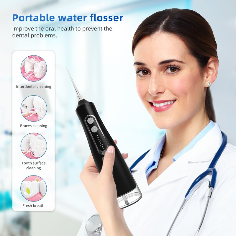 Portable Water Flosser - Rechargeable IPX7 Dental Irrigator Outdoor Tool