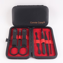 Men Grooming Kit Factory - Low MOQ Black Case 7pcs Nail Clipper Scissors Nipper Set