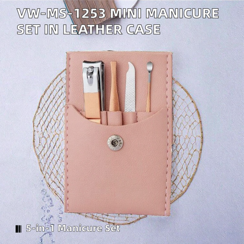 Travel Manicure Set Manufacturer - Mini Set with Stainless Steel Nail Clipper Leather Case