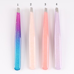 Eyelash Tweezers Factory - Custom Private Label High Quality Slant Tip Glitter Stainless Steel