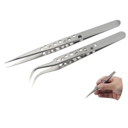 Eyelash Tweezers Manufacturer - Blue Rose Pink Diamond Grip Stainless Steel Slanted Volume Tweezers