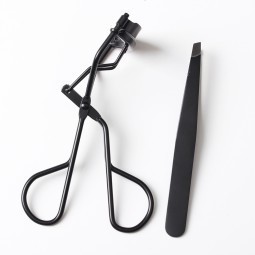 Eyelash Curler Manufacturer - Makeup Black Metal Curler with Tweezer for Beauty