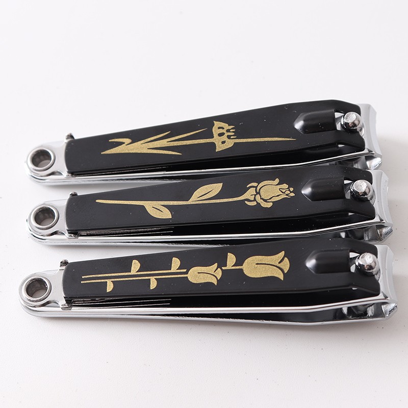 Nail Cutters Manufacturer - New Arrivals Flower Pattern Steel Black with Ear Pick