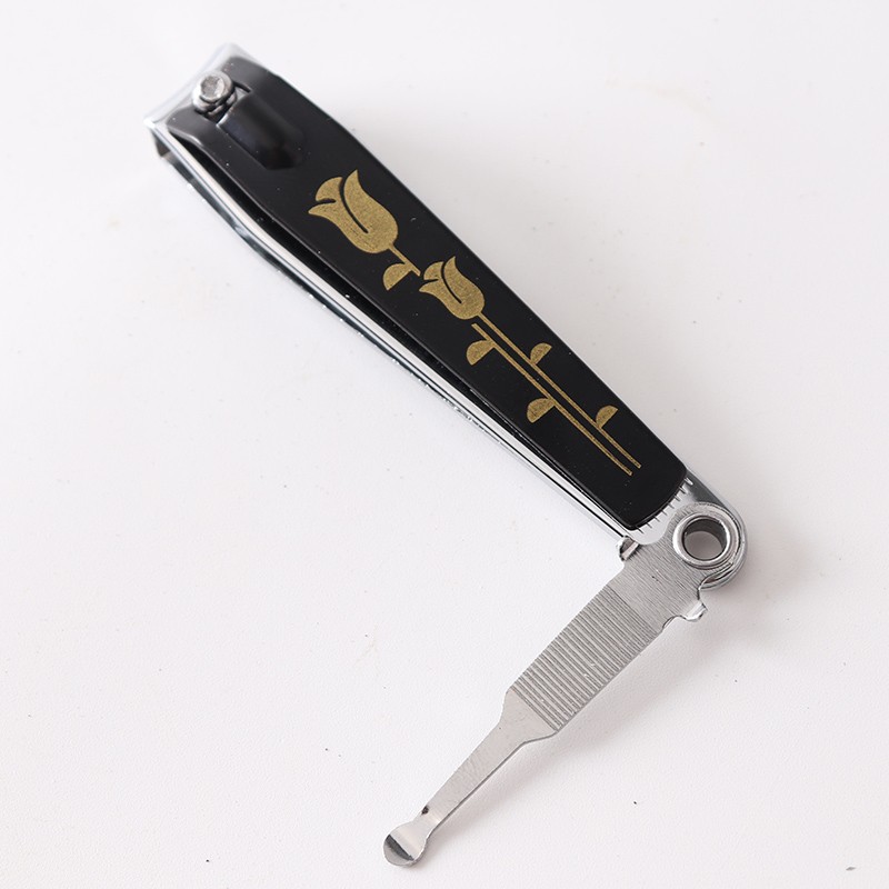 Nail Cutters Manufacturer - New Arrivals Flower Pattern Steel Black with Ear Pick