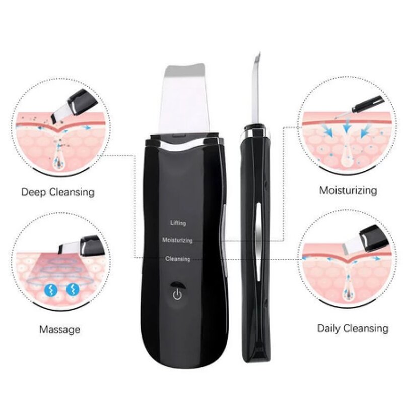 Ultrasonic Skin Scrubber Manufacturer - Deep Face Cleaning Machine USB Charging Care Tools Beauty Device Peeling Scrubs Cleaner