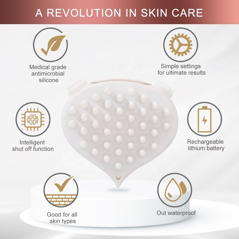 Facial Cleansing Brush Manufacturer - Home Trending Products 2023 New Arrivals 2 in 1 Silicone Vibration & Hair Brush With LED