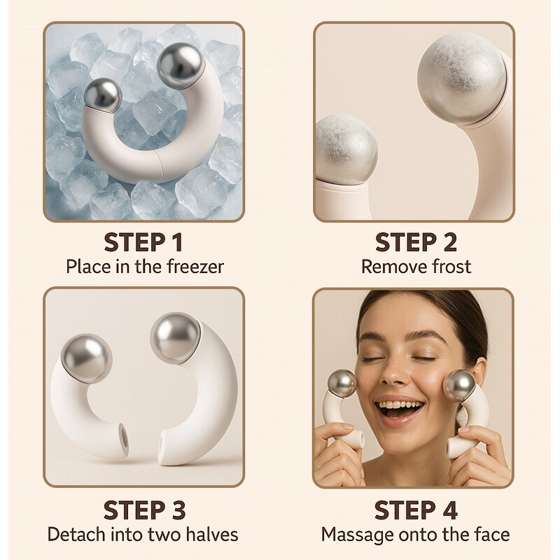 Cryo Ice Face Roller Manufacturer - 2025 Beauty Tool Magnetic Detachable Stainless Steel Facial Massager