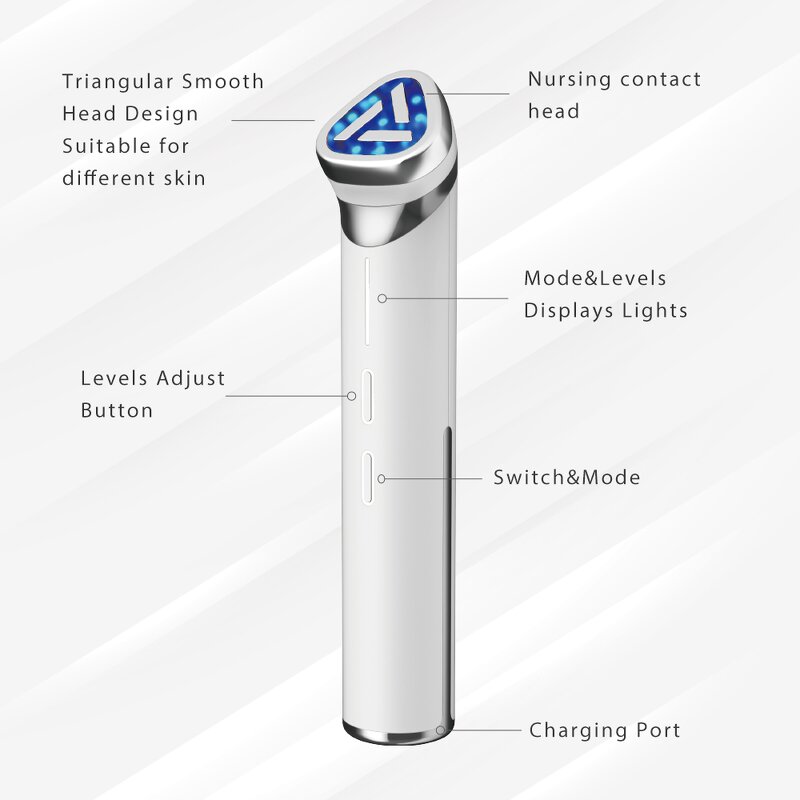 Skincare Wand Manufacturer - Home Use Anti-Aging Red Blue Light Therapy Vibrating EMS Handheld for Eye Facial Lifting US Plug
