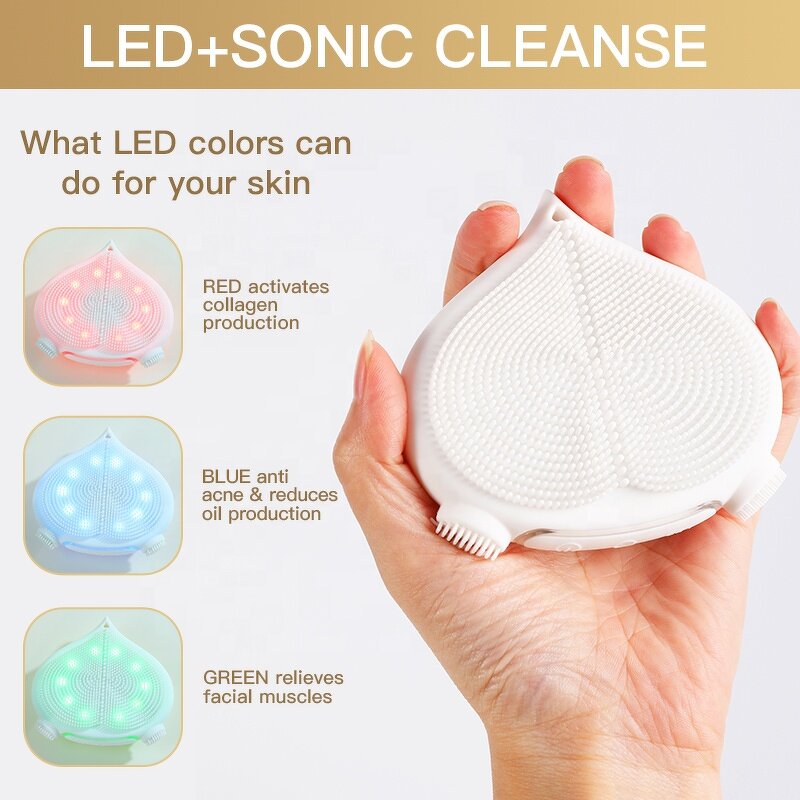Home Scrubber Manufacturer - OEM 3 in 1 Sonic Vibrating Cordless Hot/Cold Silicone Electric Face Brush Whitening Exfoliating