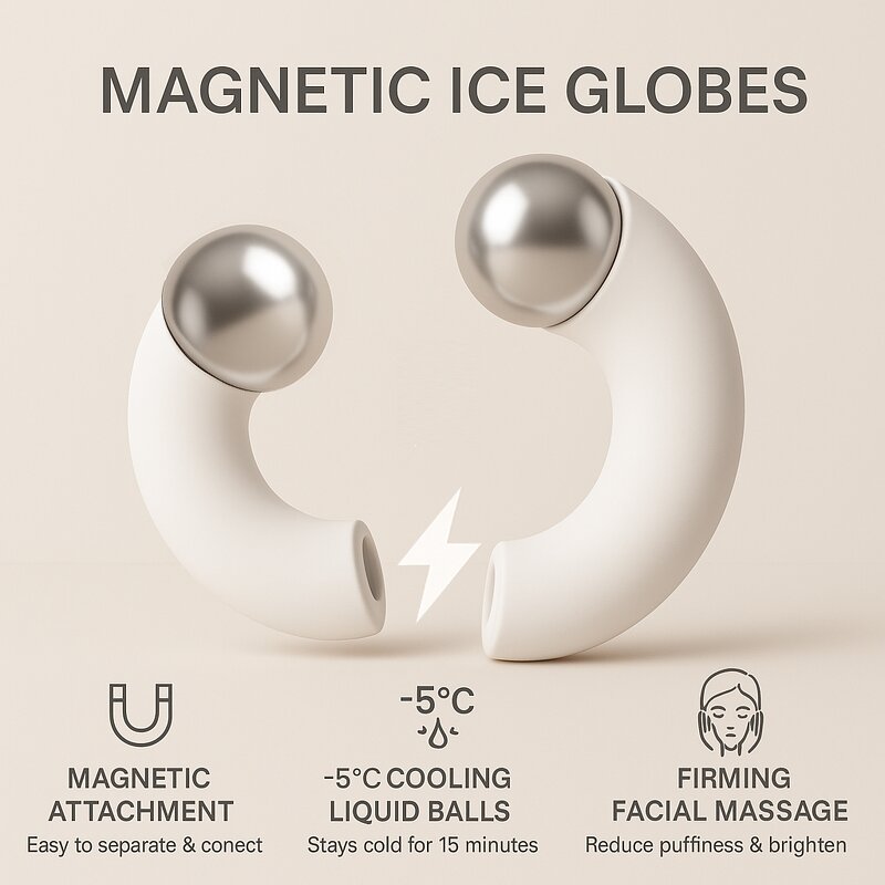Face & Neck Lifting Massager Manufacturer - Dual-Ball Rotation Magnetic Handheld Innovator Trendy Ice Globe Design