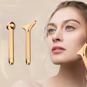 Face Massager Manufacturer - New Firming Gold Vibration Lift Hand-Held Home Beauty Equipment for Skin Care Includes CN Plugs