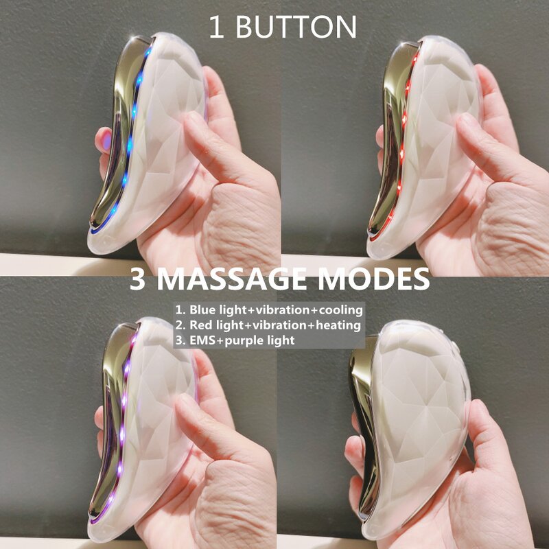 Facial Lifting Massage Tool Manufacturer - 2025 Customized Logo for Skin Tightening Wrinkle Removal Vibrating Gua Sha Heat Scraping
