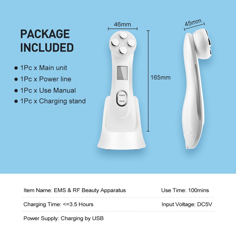 Ultrasonic Massager Manufacturer - 5 in 1 with Red Led Light Therapy Device