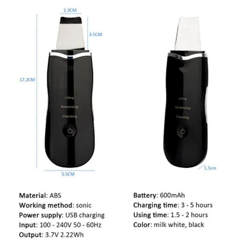 Ultrasonic Skin Scrubber Manufacturer - Deep Face Cleaning Machine USB Charging Care Tools Beauty Device Peeling Scrubs Cleaner