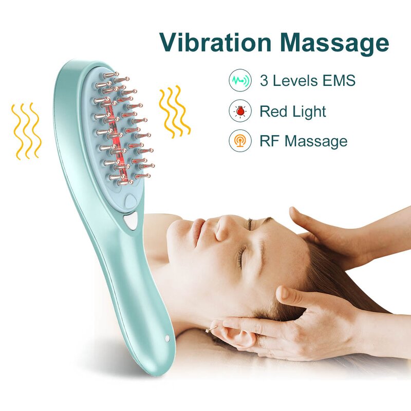Head Massage Comb Manufacturer - Vibration Hair Scalp Scrubber Light Wave Care Brush USB Charging Rechargeable Electric Liquid