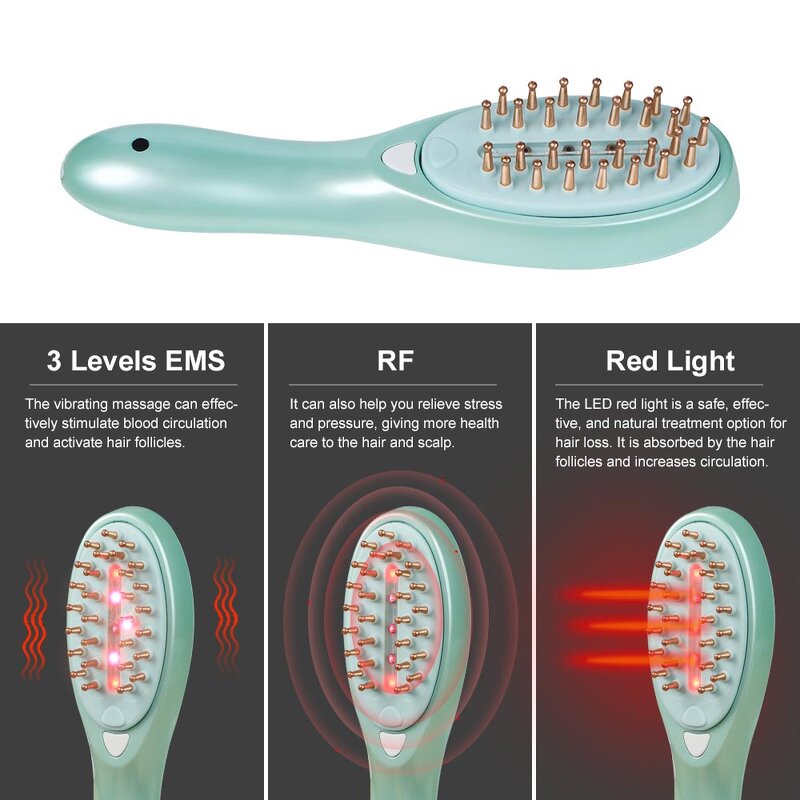 Hair Growth Comb Manufacturer - Electric EMS RF Laser Massage Care Anti Loss Vibration Scalp Treatment for Home Use