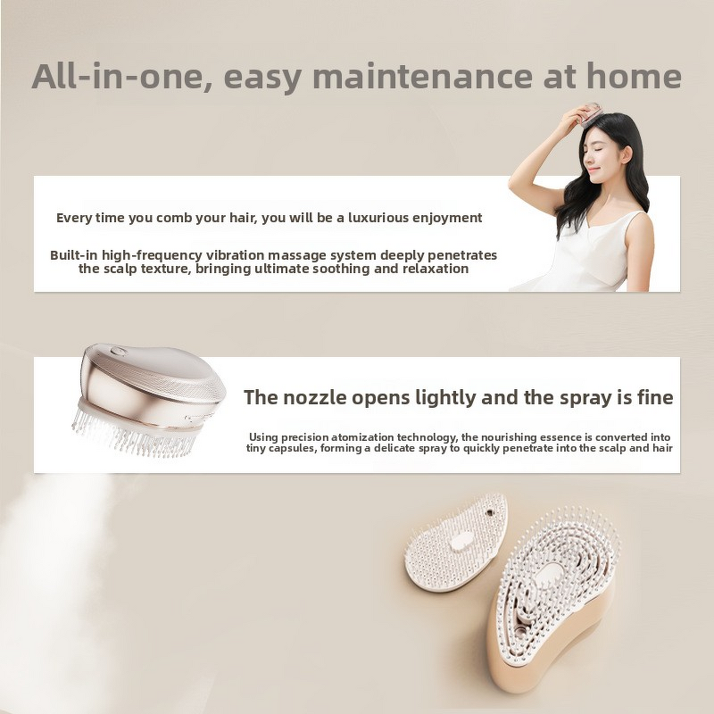 Scalp Introduction Device Manufacturer - Electric Rose Gold Atomized Hair Comb Vibrating Hair Care Spray Hair Growth Massager