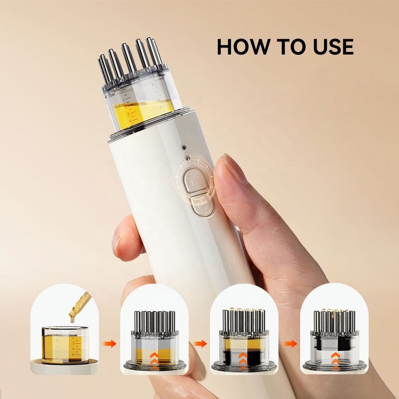 Hair Oil Applicator Manufacturer - Thick Essential Oil LED Head Care Comb Castor Scalp Massager Automatic Discharge