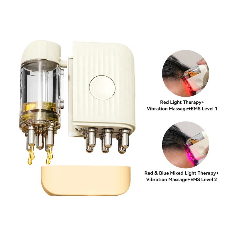 Scalp Massager Manufacturer - LED Electric Vibration with Plastic Handle Removable Tank Hair Oil Applicator for Growth