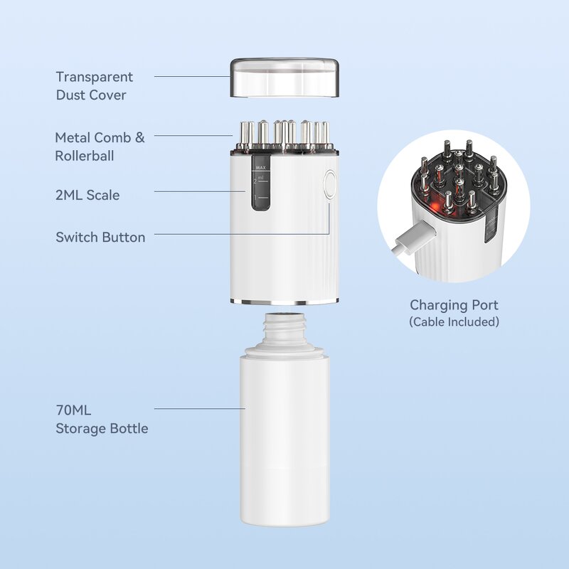 Scalp Massage Brush Manufacturer - Portable Anti Hair Loss Red Light Therapy Infrared RF EMS Vibration Electric Oil Applicator