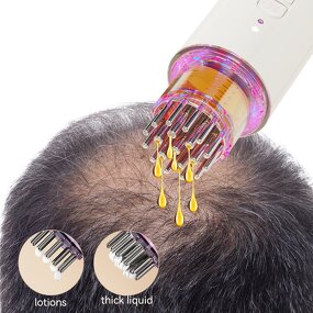 Hair Oil Applicator Manufacturer - Thick Essential Oil LED Head Care Comb Castor Scalp Massager Automatic Discharge