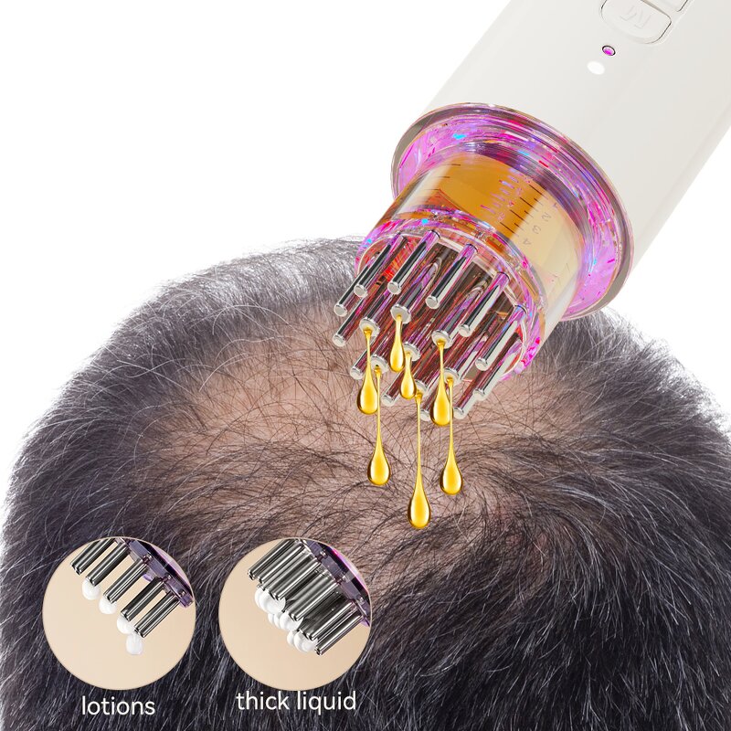 Hair Oil Applicator Manufacturer - Thick Essential Oil LED Head Care Comb Castor Scalp Massager Automatic Discharge