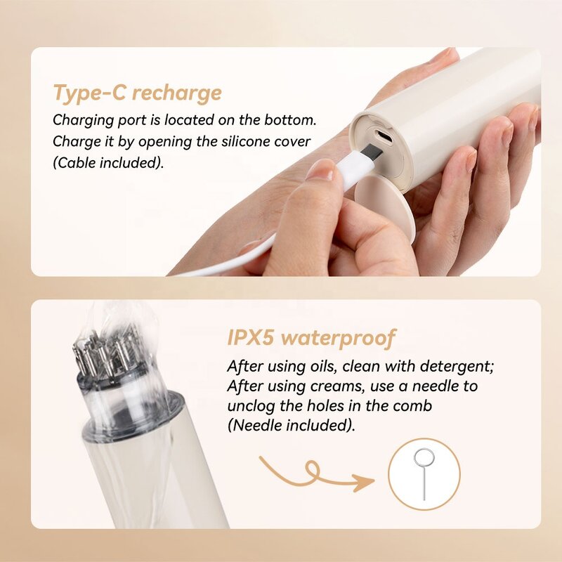 Hair Oil Applicator Manufacturer - Thick Essential Oil LED Head Care Comb Castor Scalp Massager Automatic Discharge