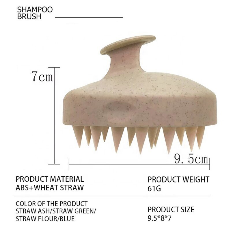 Wheat Straw Scalp Massage Brush - Professional Silicone Home Hair Growth Tool