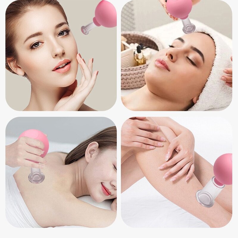 Facial Cupping Therapy Set - Professional Pink Face Lift Vacuum Massage Cups