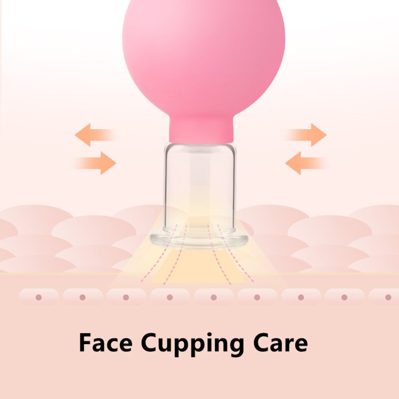 Glass Silicone Facial Cupping Set - Professional Pink Face Lift Massage Tool
