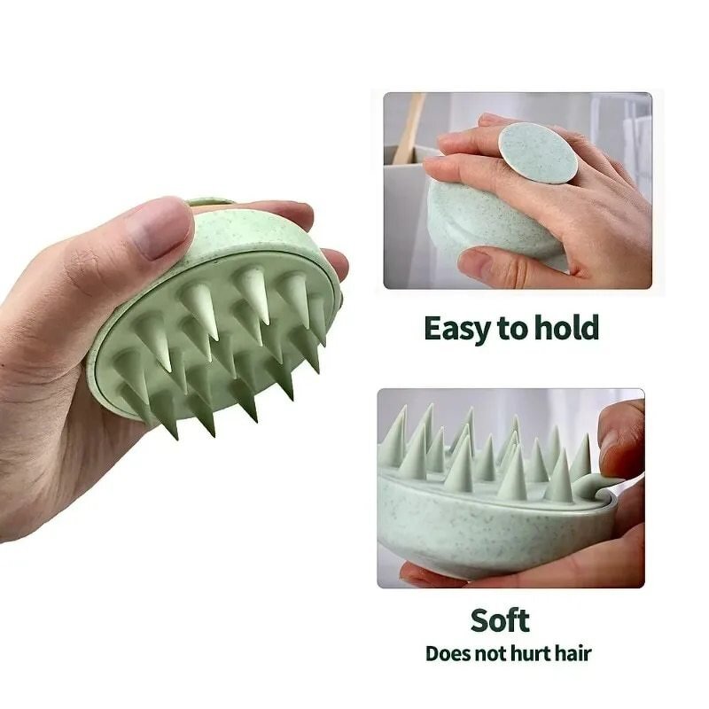 Silicone Scalp Massager Brush - Custom Biodegradable Wheat Straw Portable Tool