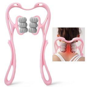 Manual Neck Massager Roller - Custom Logo PP TPR 6 Wheel Trigger Point Tool