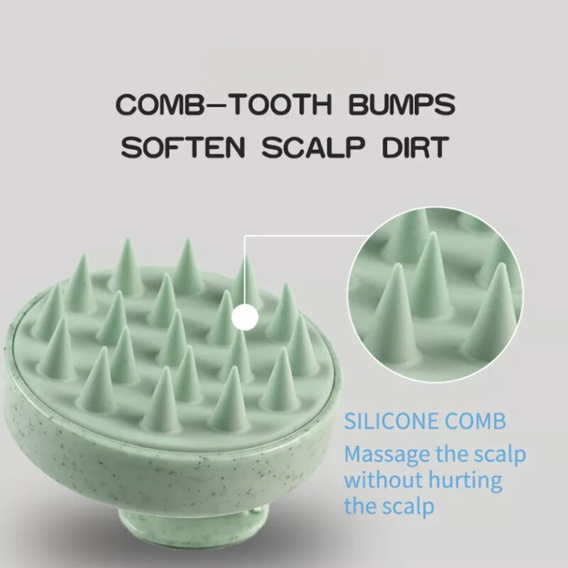 Wheat Straw Scalp Massage Brush - Custom Logo Wet Dry Silicone Shampoo Tool