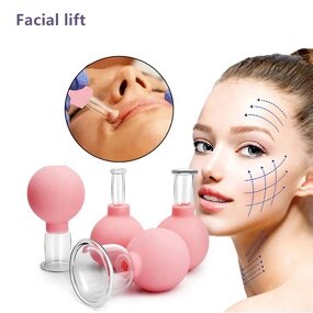 Facial Cupping Therapy Set - Professional Pink Face Lift Vacuum Massage Cups