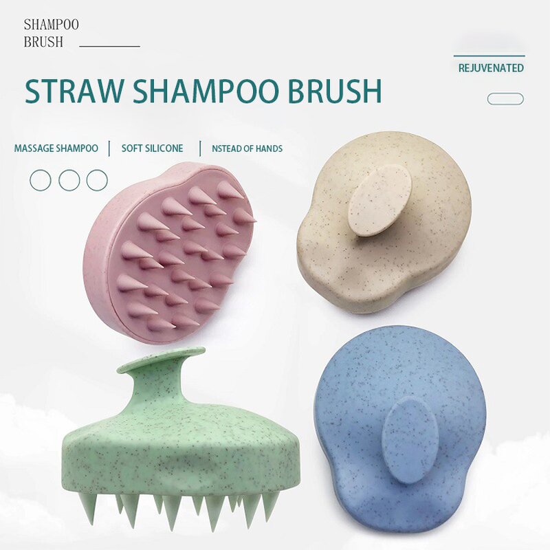 Scalp Massager Shampoo Brush - Professional Wheat Straw Silicone Home Tool