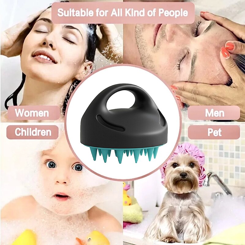 Silicone Hair Shampoo Brush - Custom Black Scalp Massager for Hair Growth