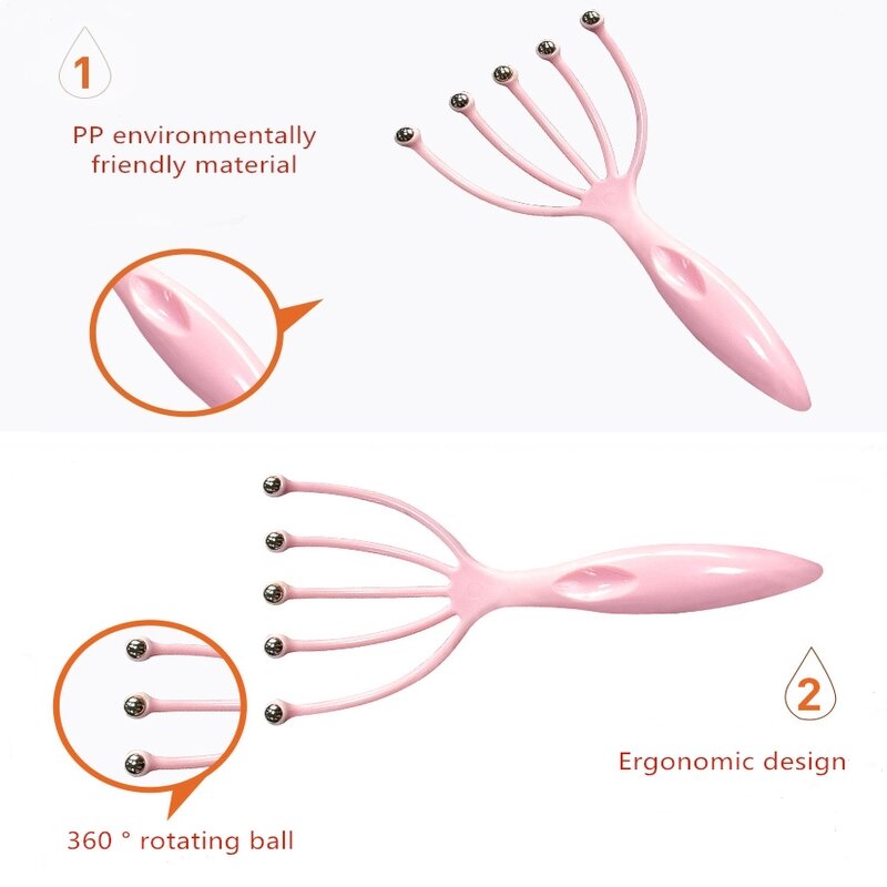 Scalp Massager Tool - Portable 5-claw Steel Handheld Manual Head Tool
